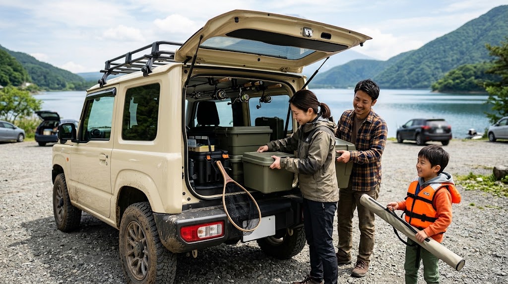 釣り道具を積載しやすい車内を表すイメージ画像