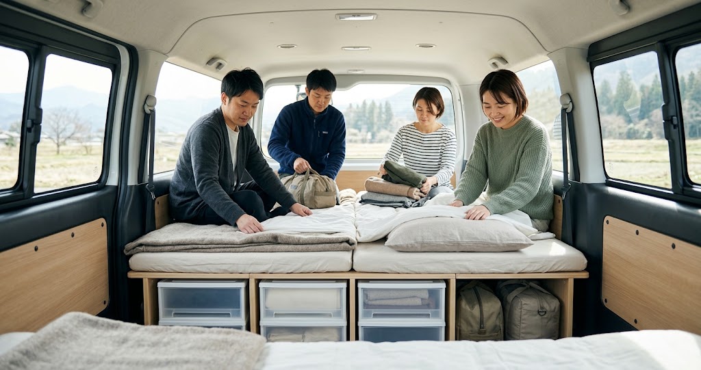 ハイエース車中泊4人のイメージ画像